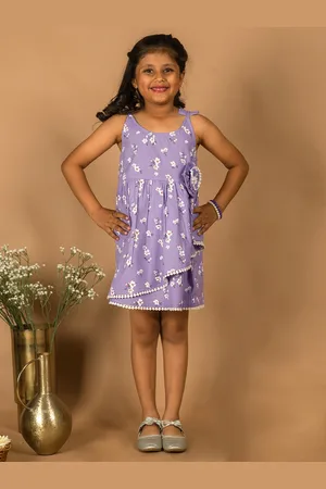 HERE&NOW Girls Floral Print Cotton A-Line Dress