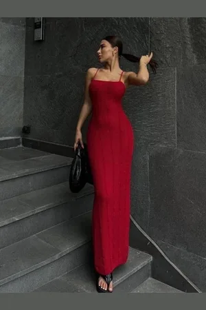 HERE&NOW Women Shoulder Straps Bodycon Maxi Dress