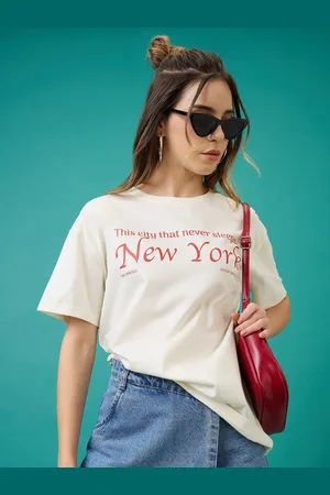 Mast & Harbour Women Printed Raw Edge T-shirt