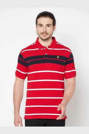 CANTABIL Striped Polo Collar Cotton T-shirt