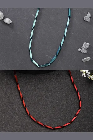 NVR Men Set of 2 Rhodium-Plated Stainless Steel Chains