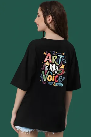 DressBerry Women Typography Printed Round Neck Cotton Oversized T-shirt
