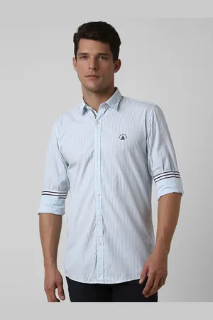 Peter England Men Spread Collar Vertical Striped Cotton Slim Fit Casual Shirt