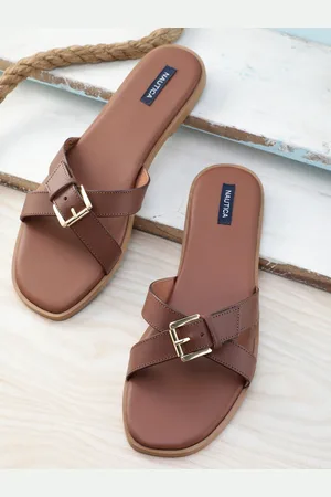 Nautica Women Buckle Detail Open Toe Flats