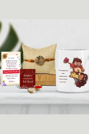 eCraftIndia Gold-Toned & White Rakhi Gift Set