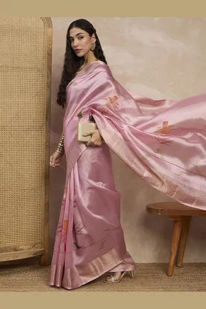 all about you Floral Zari Silk Cotton Block Print Saree