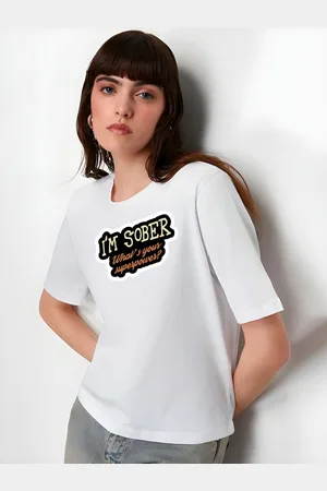 Moda Rapido Women Typography Printed Round Neck Cotton Oversized T-shirt