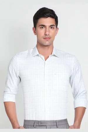 Arrow Patch Pocket Button Cuff Auto Press Tartan Check Formal Cotton Shirt
