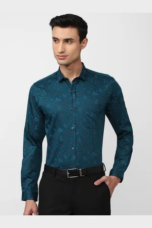 Peter England Men Slim Fit Floral Printed Formal Pure Cotton Shirt