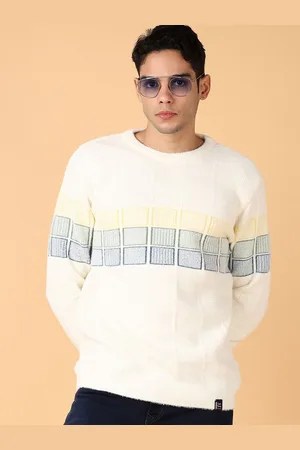 V-Mart Men Cotton Geometric Self Design Pullover Sweaters