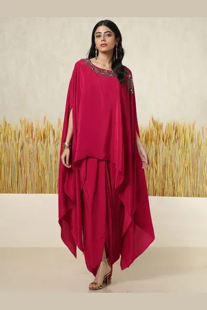 Soch Floral Yoke Design Layered Beads and Stones Top With Dhoti Pants & Inner