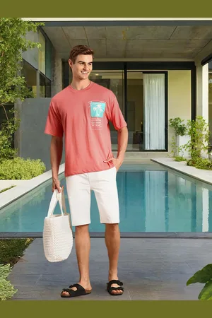 Mast & Harbour Men Placement Typography Print Drop-Shoulder Sleeves T-shirt