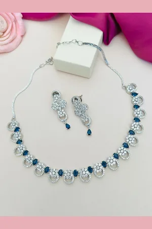 ABDESIGNS Sophisticated Silver Plated American Diamond Necklace