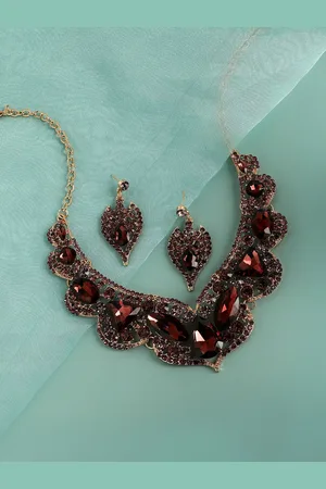 SOHI Gold-Plated Stone-Studded Jewellery Set