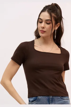 Mayra Women Solid Scoop Neck Cotton T-shirt