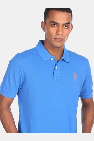 U.S. Polo Assn. U S Polo Assn Men Blue Polo Collar Pure Cotton T-shirt