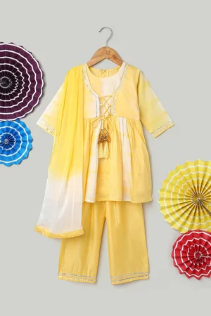 BownBee Girls Tie & Dyed Printed Kurta & Trousers With Dupatta