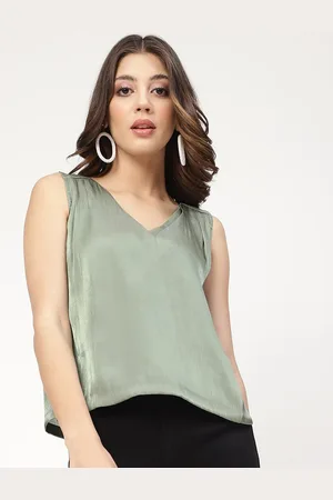 CENTRESTAGE Green V-Neck Sleeveless Top