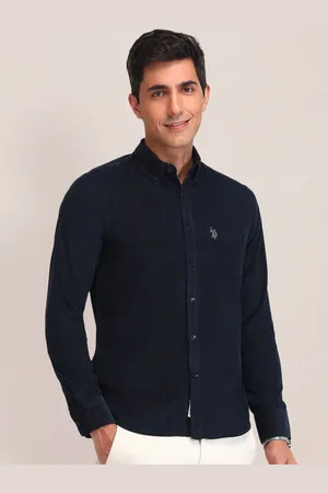 U.S. Polo Assn. Men Cutaway Collar Solid Cotton Tailored Fit Casual Shirt