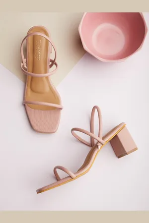 Tokyo Talkies Peach-Coloured Square Toe Block Heels