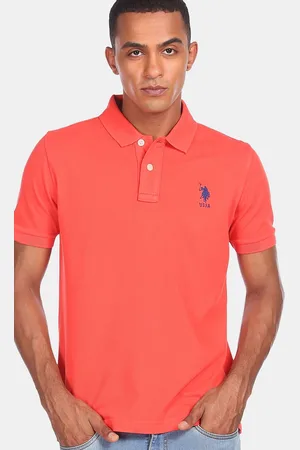 U.S. Polo Assn. U S Polo Assn Men Red Pure Cotton Polo Collar T-shirt