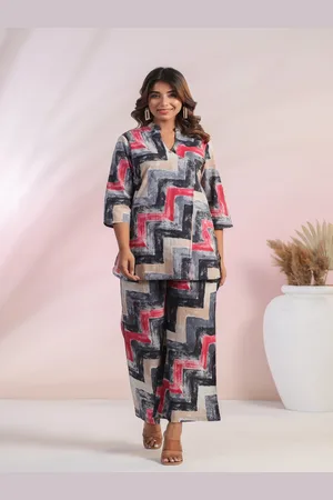 Moda Rapido Mandarin Collar Neck Top With Palazzos Co-Ords
