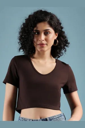 Mayra Women Solid V-Neck Cotton T-shirt