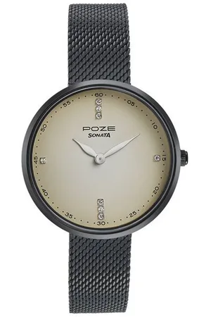 Sonata Women Embellished Stainless Steel Bracelet Style Straps Analogue Watch SP80012NM01
