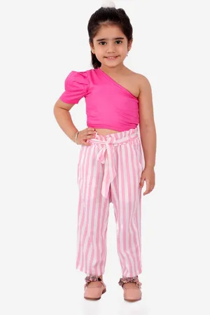 Fairies Forever Girls Pink One-Shoulder Top with Trousers