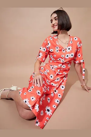 DressBerry Floral Print Crepe Shirt Maxi Dress