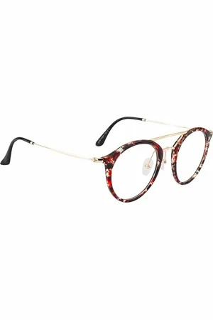 Ted Smith Unisex Gold-Toned & Red Full Rim Round Frames Eyeglasses