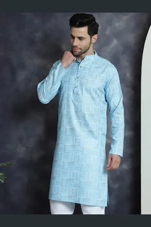 Jompers Abstract Printed Band Collar Straight Kurta