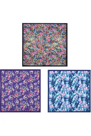 Tossido Pack Of 3 Floral Printed Microfiber Pocket Squares