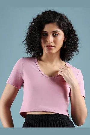 Mayra Women Solid V-Neck Cotton T-shirt