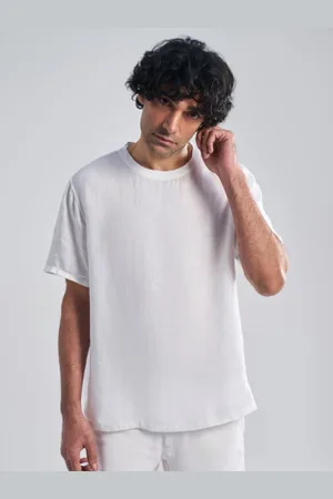 Terra Luna Men Solid Round Neck Linen T-shirt