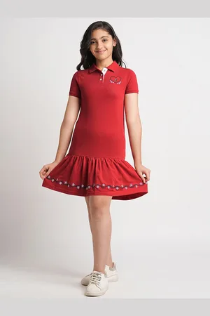 Beverly Hills Polo Club Girls Shirt Collar Drop-Waist Dress