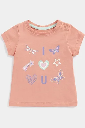 Mothercare Girls Graphic Printed Round Neck Cotton T-shirt