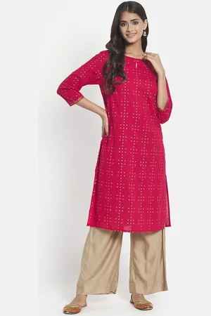 Fabindia Women Red Ethnic Motifs Printed Kurta