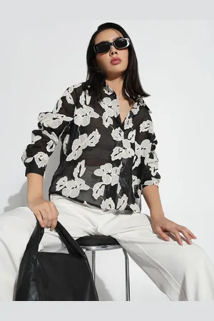 SHOWOFF Women Comfort Floral Semi Sheer Casual Shirt