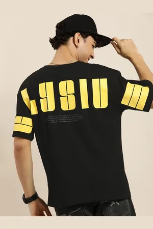 HERE&NOW Typography Printed Drop-Shoulder Sleeves Pure Cotton T-shirt