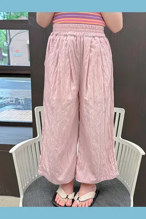 LULU & SKY Girls Printed Straight Fit Pleated Trousers
