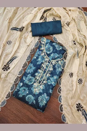 HERE&NOW Floral Printed Sequinned Unstitched Dress Material