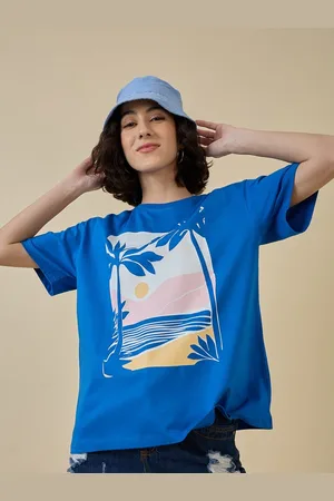 Mast & Harbour Women Printed Raw Edge T-shirt