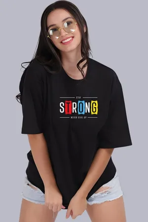Moda Rapido Women Typography Printed Round Neck Cotton Oversized T-shirt