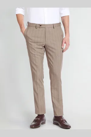 Arrow Men Vertical Stripe Herringbone Formal Trousers