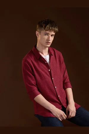 The Bear House Men Slim Fit Opaque Casual Shirt
