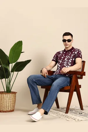 Mast & Harbour Floral Print Polo Collar T-shirt