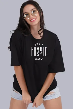 Moda Rapido Women Typography Printed Round Neck Cotton Oversized T-shirt