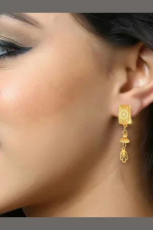 DIVASTRI Gold Plated Contemporary Shaped Drop Earrings