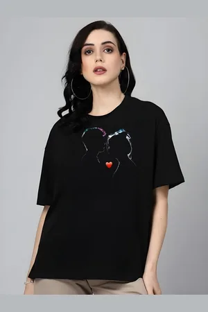DressBerry Women Graphic Printed Round Neck Cotton Oversized T-shirt